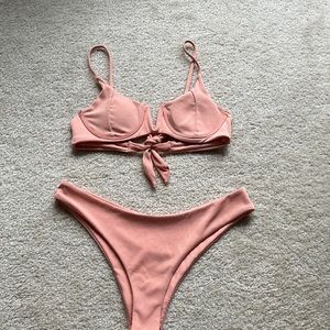 Light Coral Bikini With Balconette Top and High-Cut Cheeky Bottom
